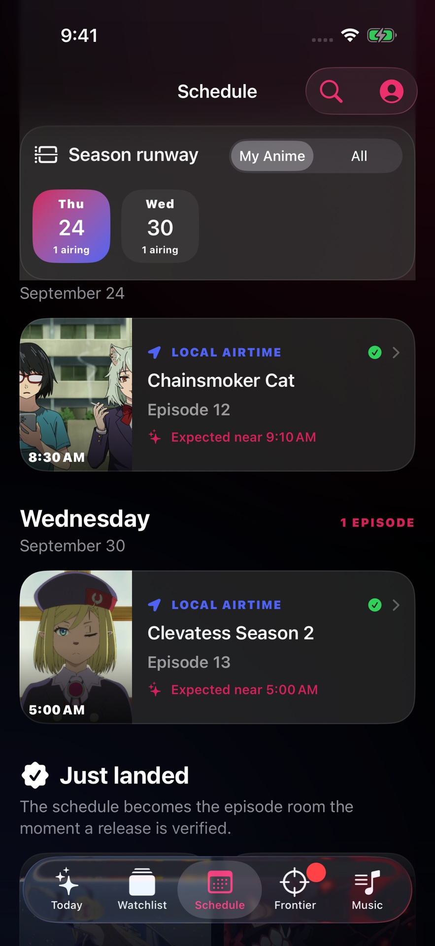 Schedule, deeper: tomorrow and the week ahead with local airtimes